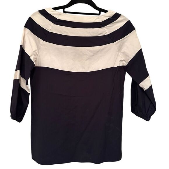 Talbots navy with cream stripes blouse- size xs - Picture 2 of 6